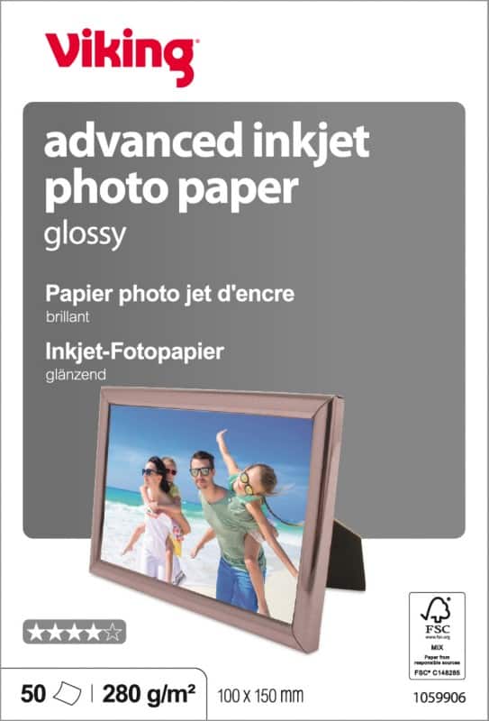 Viking Inkjet Photo Paper Glossy A6 280 gsm White 50 Sheets