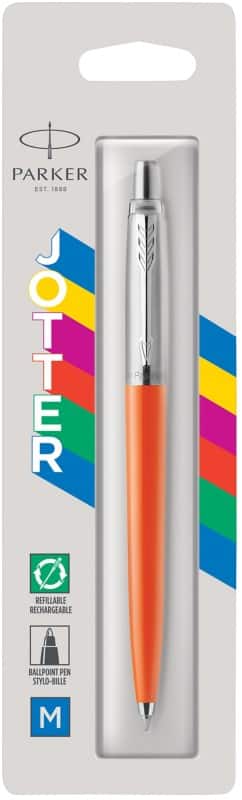 Parker Clip-on Retractable Ballpoint Pen Orange Barrel Blue Ink