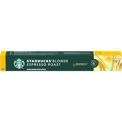 Starbucks Blonde Roast Caffeinated Ground Coffee Pods Box Espresso Light 5.3 g Pack of 10