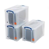 Really Useful Box Storage Box Kit 24L Transparent 27 x 46.5 x 29 cm Pack of 3