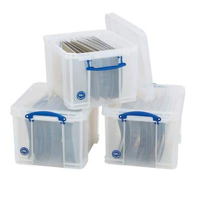 Really Useful Box Storage Box Kit 35L Transparent 39 x 48 x 31 cm Pack of 3