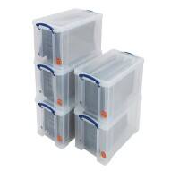 Really Useful BoxStorage Box and Suspension File 24L Transparent 27 x 46.5 x 29 cm Pack of 5