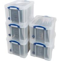 Really Useful Box Storage Box Kit Transparent 35 L 390 x 480 x 310 mm Pack of 5