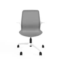 Ergonomic Home Office Chair with One-Piece Mesh Air-Flow Backrest and Height Adjustable Grey Fixed Arms
