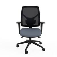 Ergonomic Home Office Deluxe Slimline Chair with Arms, Seat Slide and Height Adjustable Fabric Grey 2D Arms
