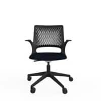 Ergonomic Home Office Chair with Posture Curved Air-Flow Backrest and Height Adjustable Fabric Black Fixed Arms