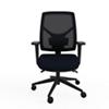Ergonomic Home Office Deluxe Slimline Chair with Arms, Seat Slide and Height Adjustable Fabric Black 2D Arms