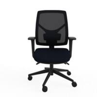 Ergonomic Home Office Deluxe Slimline Chair with Arms, Seat Slide and Height Adjustable Fabric Black 2D Arms