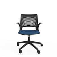 Ergonomic Home Office Chair with Posture Curved Air-Flow Backrest and Height Adjustable Fabric Blue Fixed Arms