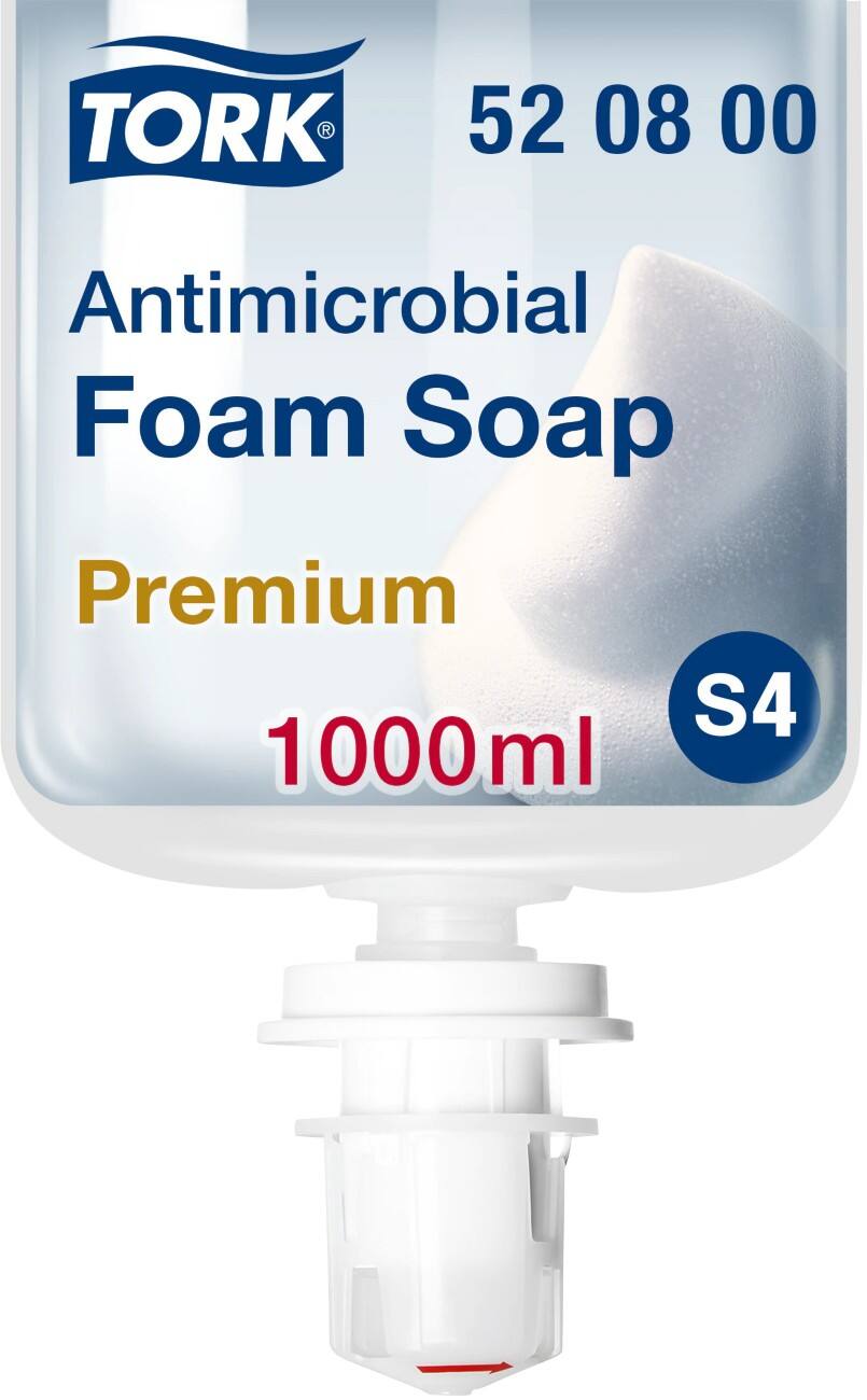 Tork Disinfectant Antimicrobial Foam Soap S4 Premium Fragrance-free 1L Pack of 6