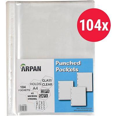 ARPAN Punched Pockets A4 Clear Transparent 45 Microns Polypropylene 11 Holes ST-9605 Pack of 104