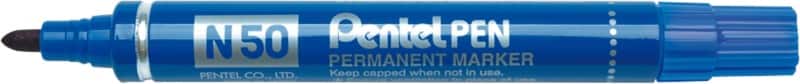 Pentel N50 Permanent Marker  Medium Bullet  - 2 mm Blue Water-Resistant Pack of 12