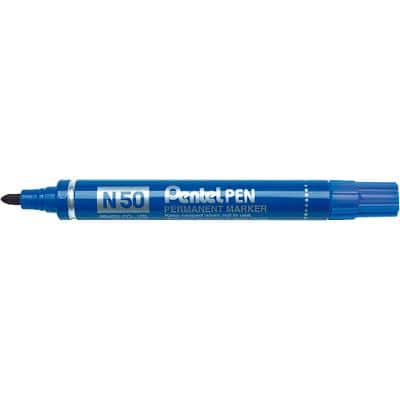 Pentel N50 Permanent Marker Medium Bullet 2.5 mm Blue Waterproof Pack of 12