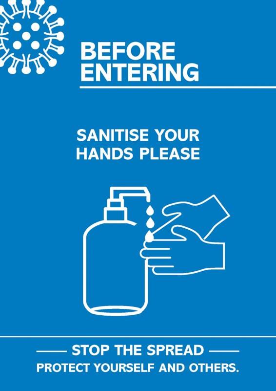 Seco Health and Safety Poster Before entering, sanitise your hands Adhesive Plastic 29.7 x 42 cm CVP04-A3