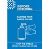 Seco Health & Safety Poster Before entering, sanitise your hands Semi-Rigid Plastic Blue, White  21 x 29.7 cm