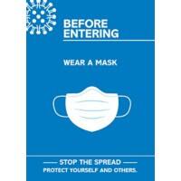 Seco Health & Safety Poster Before entering, wear a mask Semi-Rigid Plastic Blue, White 42 x 59.5 cm