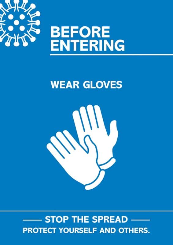 Seco Health and Safety Poster Before entering, wear gloves Adhesive Plastic 42 x 59.5 cm CVP10-A2