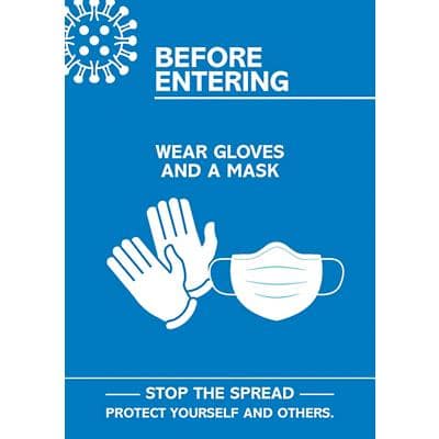Seco Health & Safety Poster Before entering, wear gloves and a mask Semi-Rigid Plastic 42 x 59.5 cm