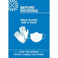 Seco Health and Safety Poster Before entering, wear gloves and a mask Adhesive Plastic 21 x 29.7 cm CVP11-A4