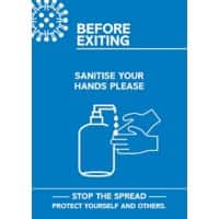 Seco Health and Safety Poster Before exiting, sanitise your hands Adhesive Plastic 29.7 x 42 cm CVP05-A3