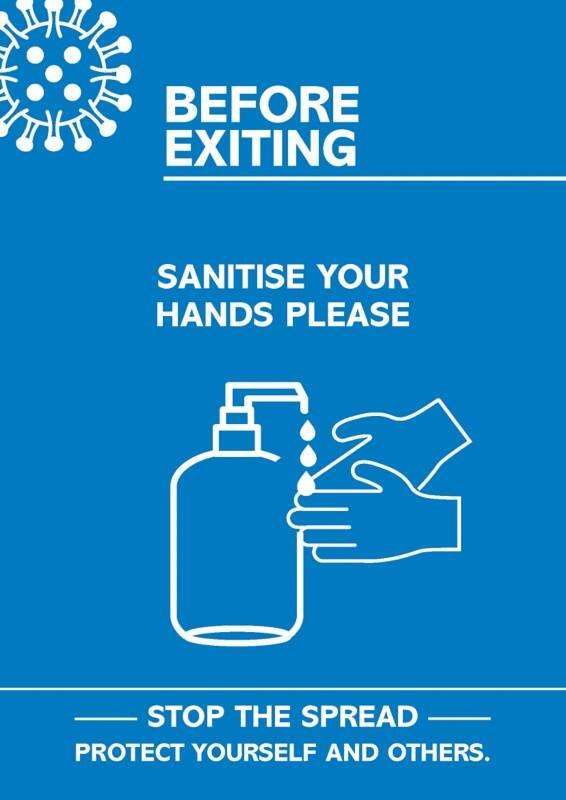Seco Health and Safety Poster Before exiting, sanitise your hands Adhesive Plastic 21 x 29.7 cm CVP05-A4