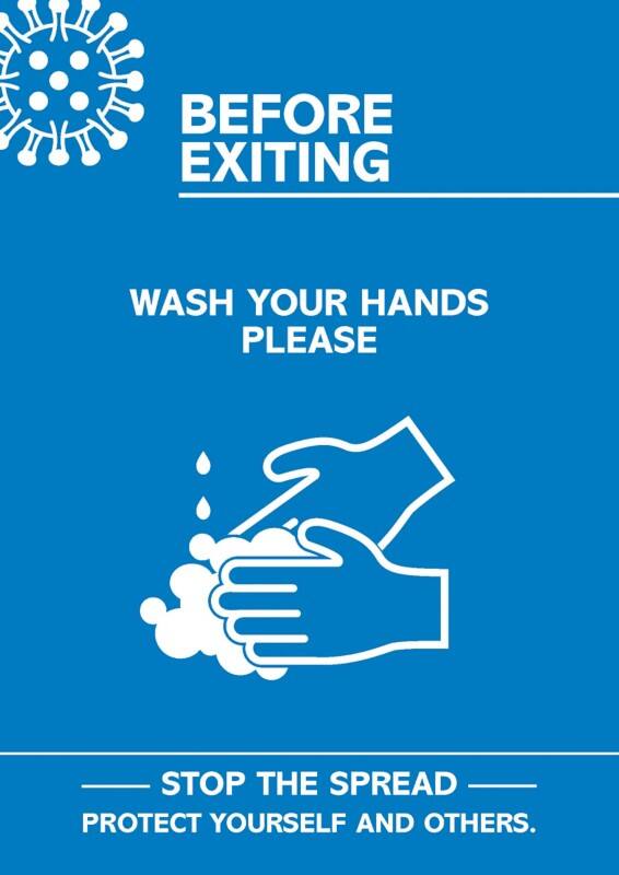 Seco Health and Safety Poster Before exiting, wash your hands Adhesive Plastic 21 x 29.7 cm CVP03-A4