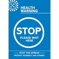 Seco Health and Safety Poster Health warning - stop, please wait here Adhesive Plastic 21 x 29.7 cm CVP06-A4