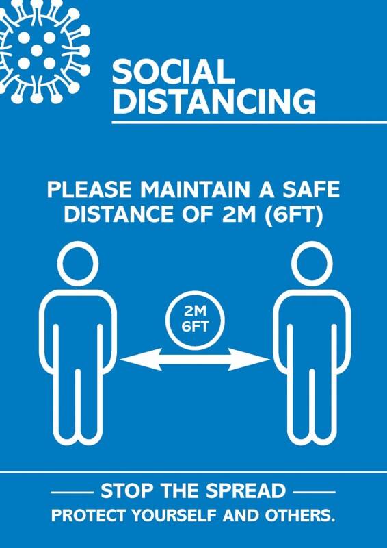 Seco Health and Safety Poster Social Distancing Adhesive Plastic 21 x 29.7 cm CVP01-A4