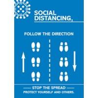 Seco Health & Safety Poster Social distancing - follow the direction Semi-Rigid Plastic 42 x 59.5 cm