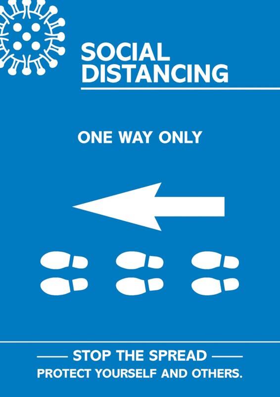 Seco Health and Safety Poster Social distancing - one way only Adhesive Plastic 42 x 59.5 cm CVP13-A2