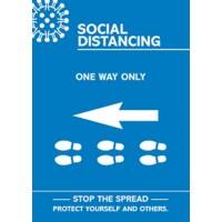 Seco Health & Safety Poster Social distancing - one way only left A2 Semi-Rigid Plastic 42 x 59.5 cm