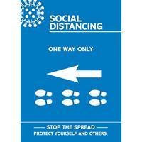 Seco Health & Safety Poster Social distancing - one way only left A3 Semi-Rigid Plastic Blue, White 42 x 59.5 cm