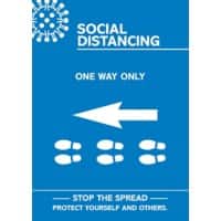 Seco Health & Safety Poster Social distancing - one way only left A3 Semi-Rigid Plastic Blue, White 42 x 59.5 cm
