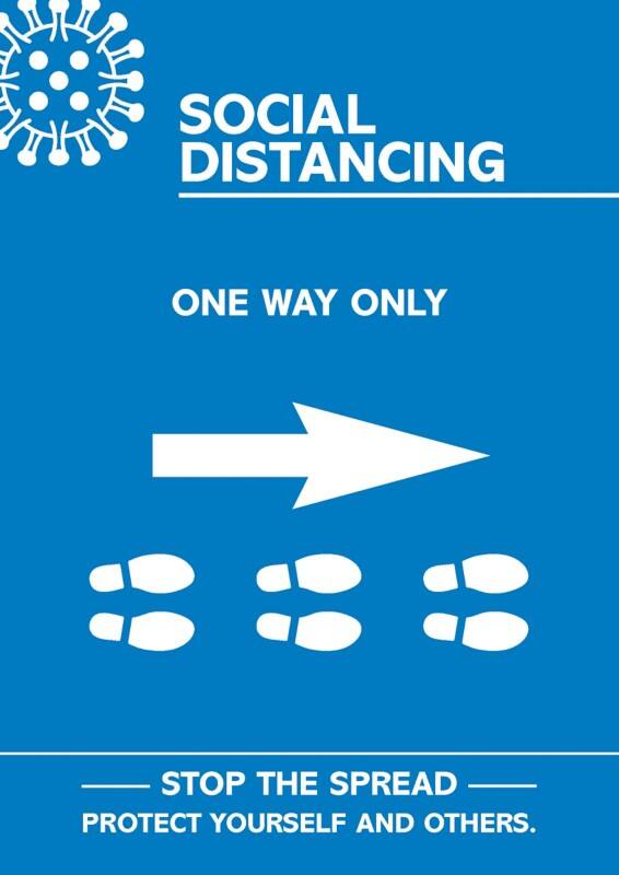 Seco Health and Safety Poster Social distancing - one way only Adhesive Plastic 42 x 59.5 cm CVP12-A2
