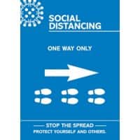 Seco Health & Safety Poster Social distancing - one way only right A4 Semi-Rigid Plastic Blue, White 42 x 59.5 cm
