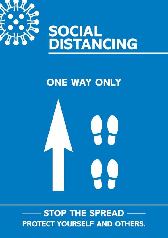 Seco Health and Safety Poster Social distancing - one way only Adhesive Plastic 42 x 59.5 cm CVP14-A2