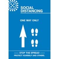 Seco Health & Safety Poster Social distancing - one way only straight A2 Semi-Rigid Plastic Blue, White 42 x 59.5 cm