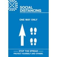 Seco Health & Safety Poster Social distancing - one way only straight A3 Semi-Rigid Plastic Blue, White 42 x 59.5 cm