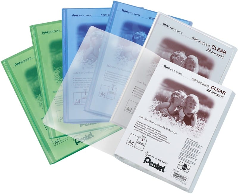 Pentel Recycology Display Books A4 Assorted 30 pockets Pack of 6