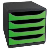 Exacompta Drawer Unit with 4 Drawers Big Box Plastic Black, Green 27.8 x 34.7 x 26.7 cm