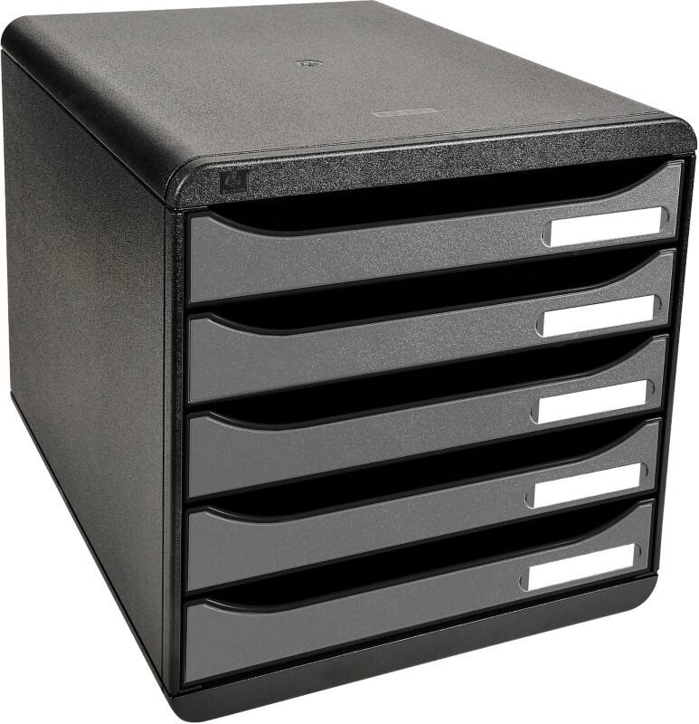 Exacompta ECOBlack Desktop Drawers Plastic Black, Silver 5 Drawers 27.8 x 34.7 x 27.1 cm A4+