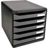 Exacompta Drawer Unit with 5 Drawers Big Box Plus Plastic Black, Silver 27.8 x 34.7 x 27.1 cm