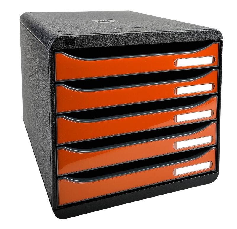 Exacompta ECOBlack Desktop Drawers Plastic Black, Orange 5 Drawers 27.8 x 34.7 x 27.1 cm A4+