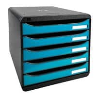 Exacompta Drawer Unit with 5 Drawers Big Box Plus Plastic Black, Turquoise 27.8 x 34.7 x 27.1 cm