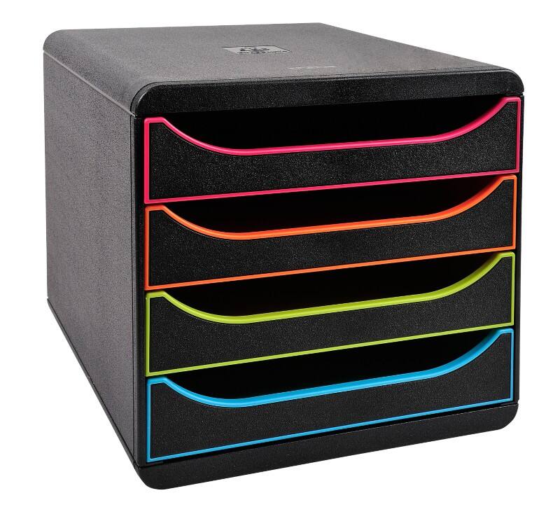 Exacompta Black Office Desktop Drawers Plastic Assorted 4 Drawers 27.8 x 34.7 x 26.7 cm A4+