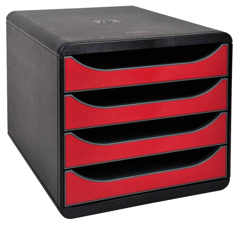 Exacompta Classic Desktop Drawers Plastic Black, Red 4 Drawers 27.8 x 34.7 x 26.7 cm A4+