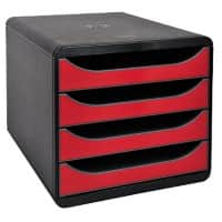 Exacompta Drawer Unit with 4 Drawers Big Box Plastic Black, Red 27.8 x 34.7 x 26.7 cm