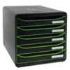 Exacompta Drawer Unit with 5 Drawers Big Box Plastic Black, Apple Green 27.8 x 34.7 x 27.1 cm