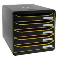 Exacompta Drawer Unit with 5 Drawers Big Box Plus Plastic Black, Yellow 27.8 x 34.7 x 27.1 cm