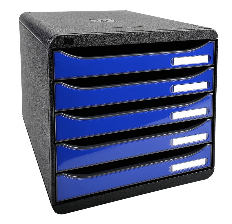 Exacompta ECOBlack Desktop Drawers Plastic Black, Blue 5 Drawers 27.8 x 34.7 x 27.1 cm A4+